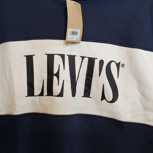 Levis Hoodie Adult XXL Navy White Spellout New - Picture 2 of 5